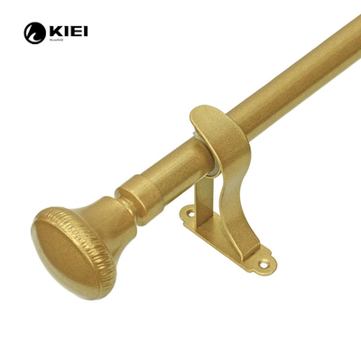Light Gold Color Pipe Style Curtain Rods With Ball Shape Finials